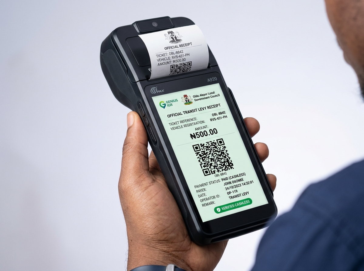 Smart POS Terminal printing official transit levy receipt